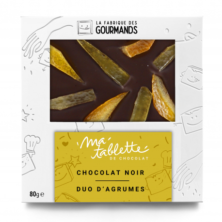 Tablette Chocolat Noir - Duo D'agrumes 80G